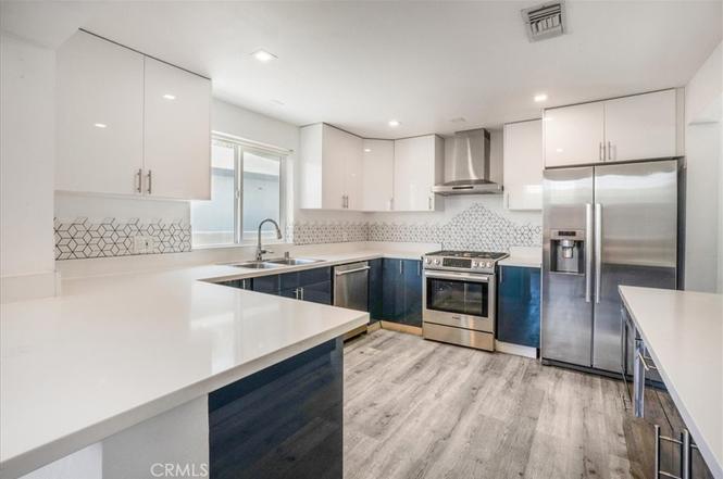 Designer navy-and-white kitchen
